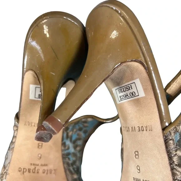 Kate Spade Blush Lace Peep-toe Slingback Heels - Picture 6 of 7